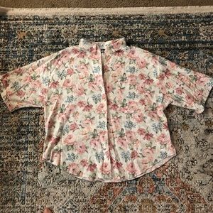 Vintage Floral Button-Up Blouse
